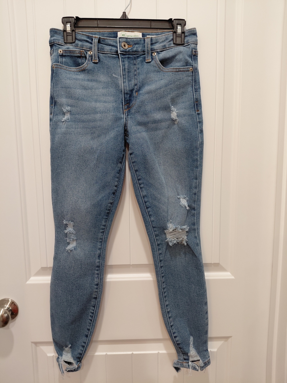 Distressed Medium Blue Women's Jeggings - Stretch Slim Fit #2017
